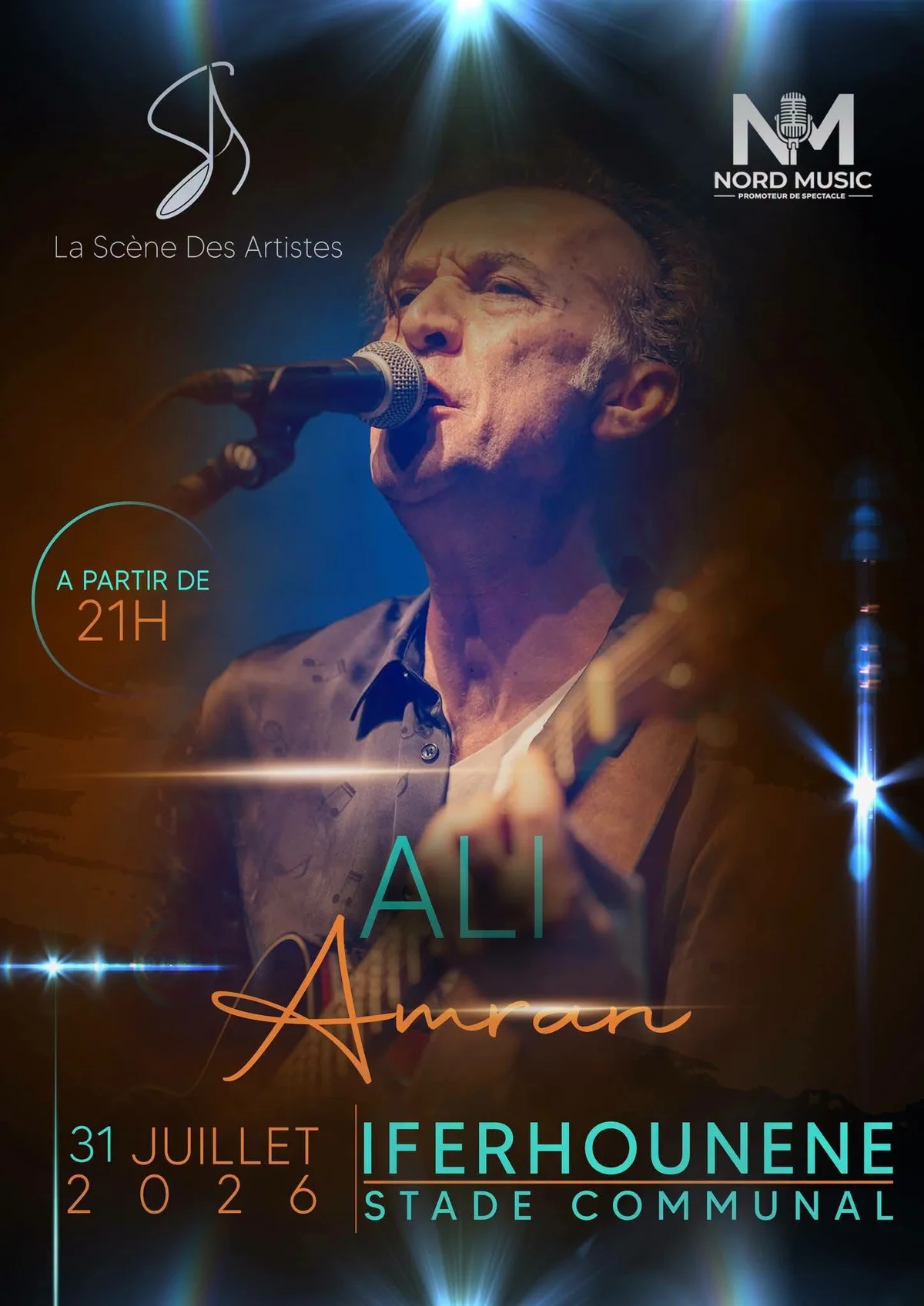 Affiche Ali Amran en concert — Stade Communal d'Iferhounène, Tizi-Ouzou, 31 juillet 2026