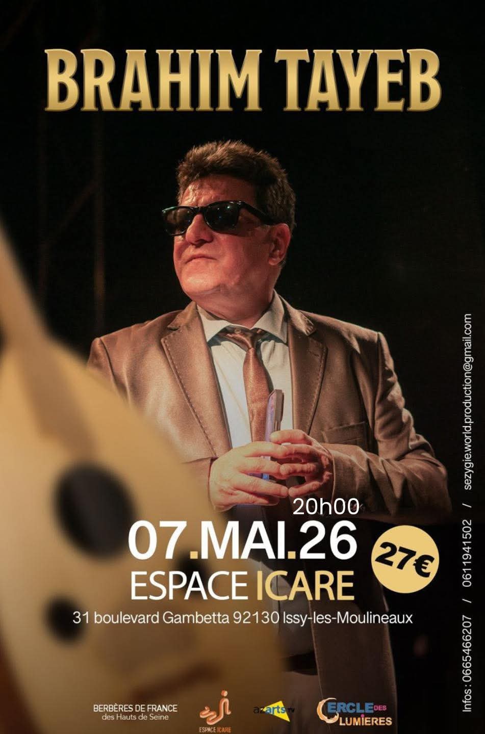 Affiche Brahim Tayeb à l'Espace Icare à Issy-les-Moulineaux