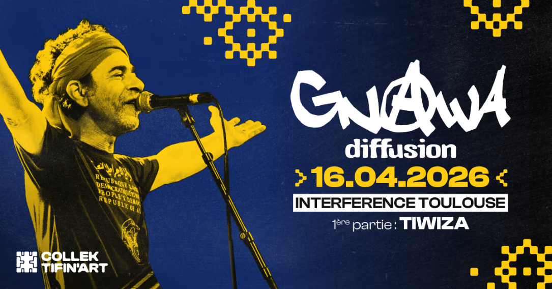 Bannière Shotgun Gnawa Diffusion x Tiwiza à Interférence