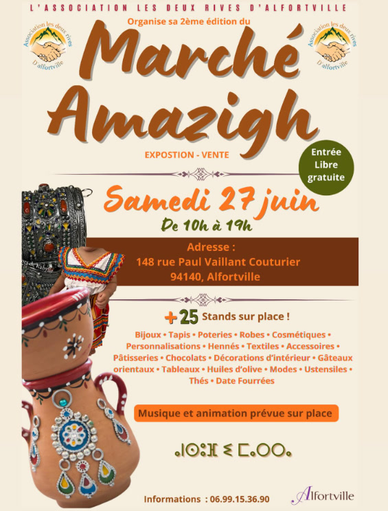 Affiche du Marché Amazigh de l'Association Les Deux Rives à Alfortville