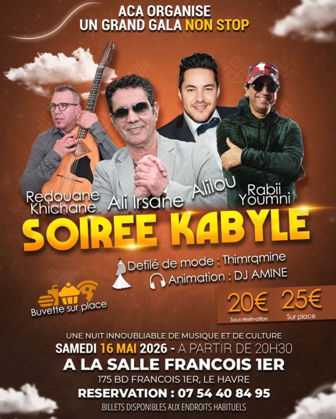 Affiche Soirée kabyle ACA à la Salle François 1er au Havre