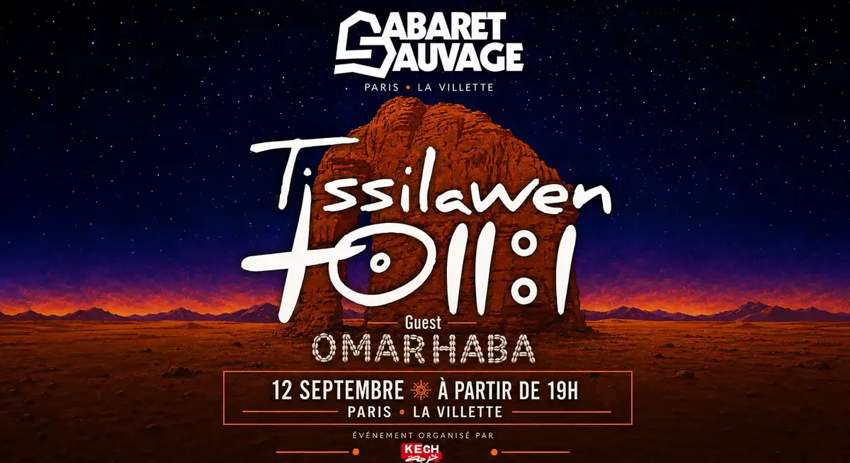 Affiche du concert de Tissilawen et Omarhaba au Cabaret Sauvage à Paris le 12 septembre 2026